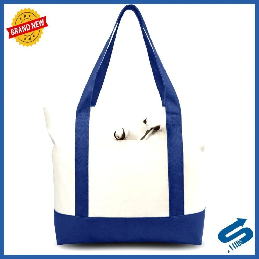 Reusable Canvas Tote Bags with Zipper Closure Durable Multi-Purpose Grocery